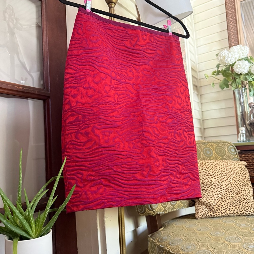 The Limited Red and Purple Pencil Skirt